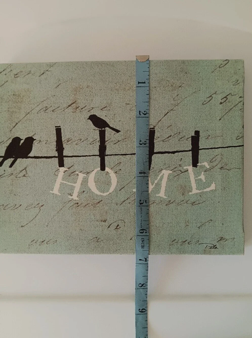 Love Birds On Clothesline Home Wall Decor Plaque Aqua Blue Black White 8